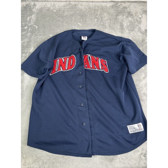 Vintage Cleveland Indians MLB True Fan Jersey Men's Size XL Blue - Picture 1 of 10